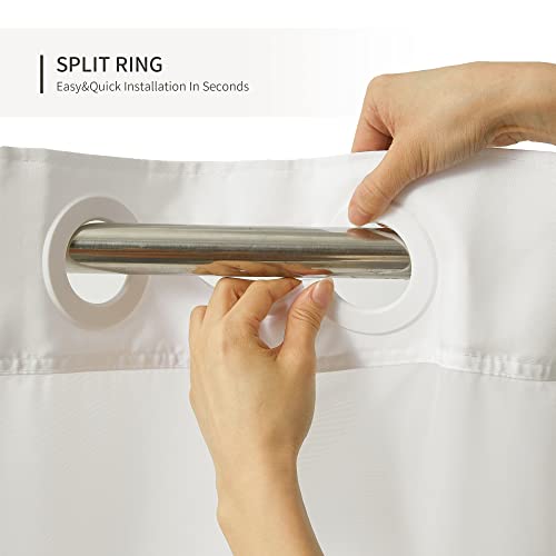 River Dream Extra-Long Shower Curtain With Snap In Liner,No Hooks Needed Shower Curtain For Bathroom,Hotel Grade,Machine Washable,71" W×86" H,White,With Black Stripe And Magnets #TOP1
