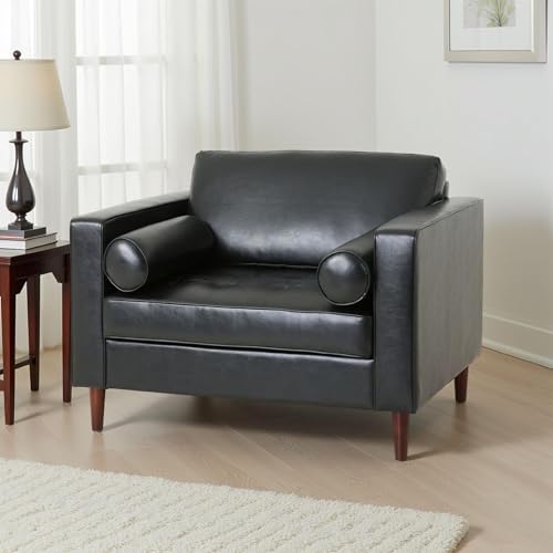 Sillón club tapizado negro con cojines miniatura 2