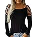 Xmiral Donna Spalla Senza Tops Casuale Magliette Maniche Lunghe Donna Elegante Vintage Maglietta Pullover T-Shirt Bluse Felpe Ritaglio Senza Spalline (M,1Nero)