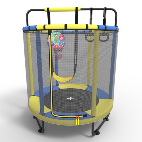 Miniatura 2 de Pilin Trampolín Infantil Retráctil Con Neumáticos Y Marco De Baloncesto, Regalo De Cumpleaños Para Niños
