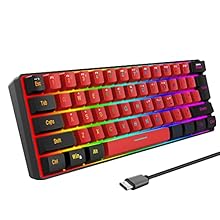 Mini 60% Keyboard: This 60% gaming keyboard is a perfect size and good for all environments, business travel, gaming, office, home, without numpad, more practical for gamers and typists, for space on your desk. Ergonomic design and mechanical feeling...