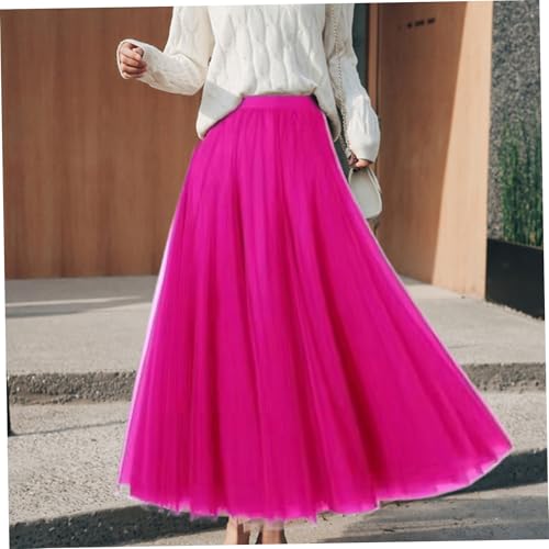 Jupe en tulle superposée maille rouge rose douce - 2