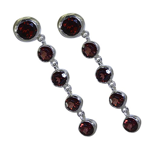 Boucles d'oreilles grenat anti stress argent 925 chakra guérison