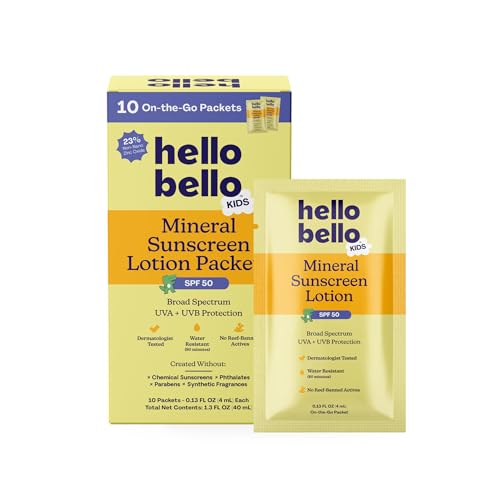 Image of Hello Bello Kids Sunscreen Lotion SPF50 Easy Grab & Go Travel Packets, 10ct