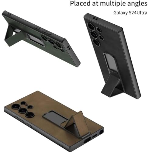 Image of TechTrendz Luxyry Slim Frosted Leather Folding Bracket Kickstand Case Compatible with Samsung Galaxy S25 Ultra, Skin-Feel Camera Protective Cover for Samsung Galaxy S25 Ultra 5G (Black)