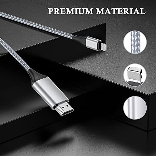 lulaven HDMI Cable for iPhone, HDMI Converter Cable 2.0m, Phone/Pad to TV, HDMI Lead, iOS 11, 12, 13, 14, YouTube TV Output, High Definition HD1080P