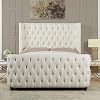 Jennifer Taylor Home Brooklyn Queen Tufted Panel Bed Headboard and Footboard Set, Antique White Polyester