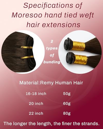 Image of Moresoo Genius Weft Hair Extensions Human Hair, Balayage Medium Blonde to Toffee Brown with Warm Beige Blonde 20inch 60g, Invisible Sew in Hair Extensions Real Remy Soft Straight for Volume Daily Wear