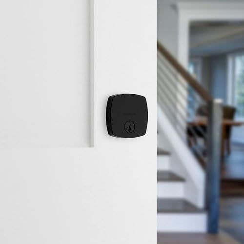 Miniatura 9 de Kwikset Midtown - Cerradura de cerrojo de seguridad, puerta de entrada delantera con llave exterior moderna color negro mate, resistente a púas