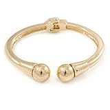 Longueur : 19 cm Avalaya Bracelet jonc à charnière double boule plaqué or 19 cm L/taille M/L