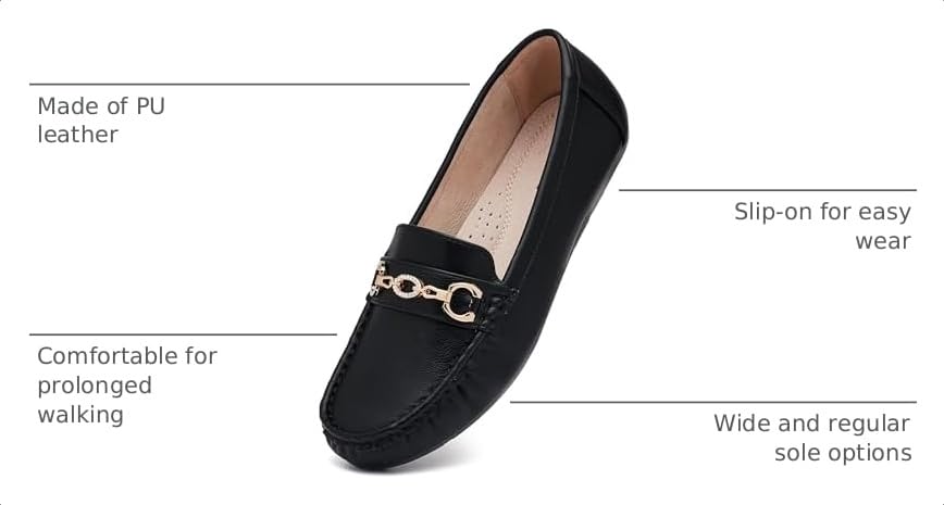 Image of Women's Business Loafers Work Casual Flats Shoes Lightweight Penny PU Leather Slip On Walking Shoes