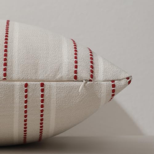 Image of Hckot Christmas Throw Pillow Covers 24x24 Set of 2 Red Pillow Covers Striped Decorative Pillows Xmas Decorations Cushion Covers Winter Holiday Decor for Sofa Couch Living Room(Red)