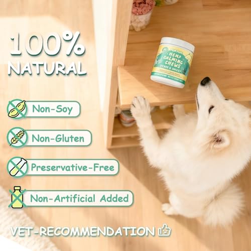 Image of Hemp Calming Chews for Dogs, Natural Anxiety Relief Supplement, Stress Sleep Support, Reduce Barking Separation Anxiety, Chicken Flavor, 180 Soft Chews for All Dog Breeds & Ages