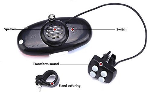 Ringringshop Bike Siren,Super Loud Police Bicycle Siren,Led Light 6-Led Bell, Strobe Blue And Red Bicycle Safety Light + 4-Melody Siren Sound Trumpet Cycling Horn Bells #TOP6