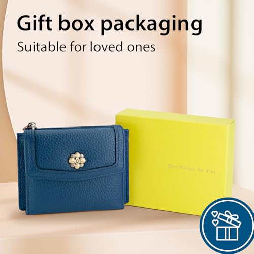 Image of XINNSTAR Card Case Slim Front Pocket Wallet for Women RFID Blocking Leather Credit Card Holder Trifold Small Wallets Woman with Zipper Coin Pocket