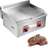 Piastra a Gas in Acciaio Inox, Piastra da 8 mm, Alimentazione a Gas Butano, Distribuzione Uniforme del Calore, Riscaldamento Rapido, Fuochi Inox, Temperatura Fino a 350°C, Piedi Antiscivolo,722-1pc