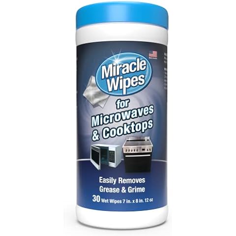 MiracleWipes for Microwaves and Cooktops, Easily Removes Food and Grime Buildup, Safe and Convenient Stove Top Cleaner, Great for Home and Kitchen Use - 30 Count Cover