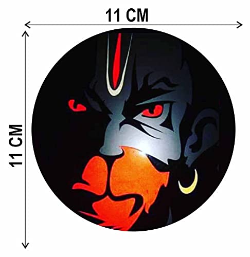Image of CVANU Hanuman Angry Face Sticker for Scooty, Bike- All Two Wheeler Vehicle Vinyl Size (11cm X 11cm) Multicolor