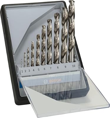Bosch Profesional - Bosch Professional Set de 10 brocas para metal HSS-G (Ø 1-10 mm, Robust Line, Accesorios para taladro)