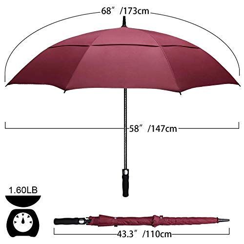 Abccanopy 62/68 Inch Large Golf Umbrella, Automatic Open Golf Umbrella, Double Canopy Oversize Umbrall For Man Or Family Vented Windproof Waterproof Umbrella Upf 50+ Blocking Uv 99.98% #TOP1