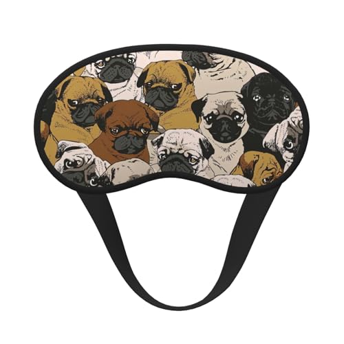 Imagen De Pug Print - Antifaz para dormir unisex con estampado de carlino cómodo para viajes, meditación, sueño y viajes
