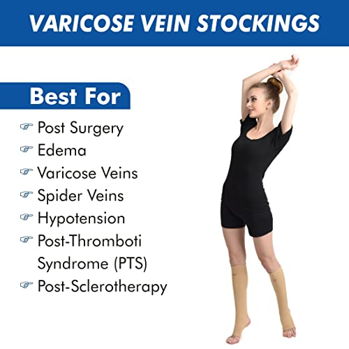 Image of AccuSure Medical Compression Varicose Vein Stockings (Anatomical Shape,Easy to use, Non Slippagen, Durable)-Thigh Length for Varicose Veins Can Be Used By Men & Women