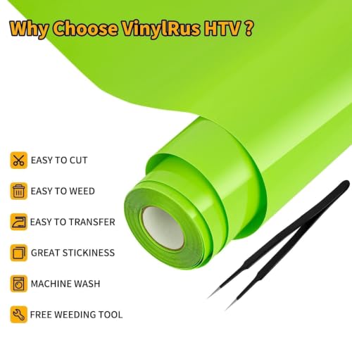 Image of VinylRus HTV Heat Transfer Vinyl Roll, Apple Green, 12 inch x 25FT