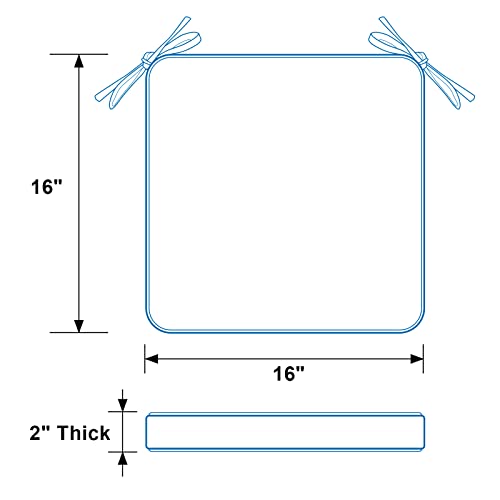 Gueglsa Outdoor Indoor Waterproof Seat Cushions,16X16 Inches Patio Chair Cushion With Ties,Machine Washable Seat Pad For Home Garden Kitchen Dining Office Chair,Set Of 2, Red #TOP2