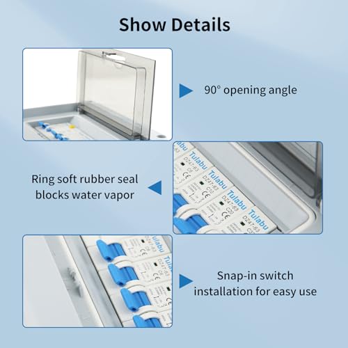 4 Way Consumer unit Circuit Breaker, Garage unit with Assembly Tool, 63A 30mA RCD 4MCB 2x6A+10A+20A+32A, IP65 Anti-Leakage Fuse Box for Garages Caravans Workshops - Image 5
