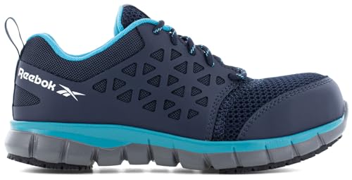 Reebok Women's Navy/Teal Sublite Cushion Work MaxTrax Composite Toe Athletic (8.5 W)