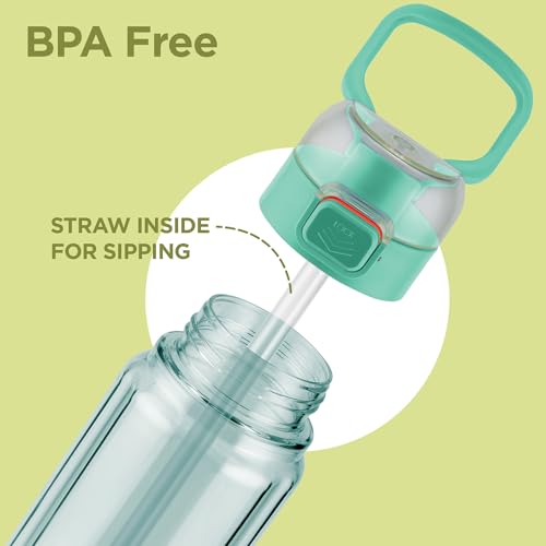 Image of MILTON Aston 700 BPA & BPS-Free Water Bottle 700 ml| Food-Grade Plastic | One-Click Open | Leak-Proof | Sip & Gulp Lid I Ideal for Office, School, College, Gym, Turquoise Blue