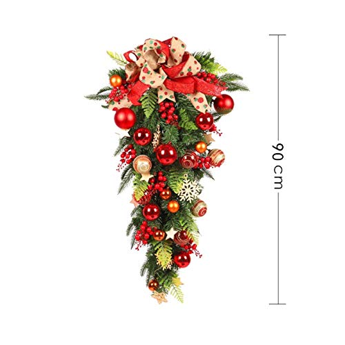 Ganfanren Creative Christmas Upside Down Christmas Tree Rattan Burlap Knot Ball Christmas Tree With Light For Shopping Mall Home Pendant #TOP2