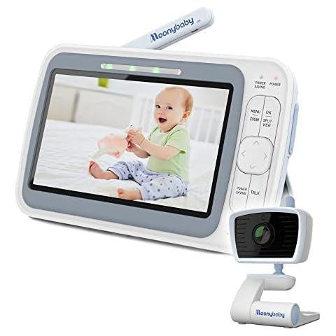 moonybaby EMF Reduction Baby Monitor, 1 x camera, QuadView 30, 5 HD 720p Split-Screen, No WiFi, 20 Days Battery Life, 1000ft Range, 2-Way Audio, Lullaby, Temperature sensor,VOX/Voice Activation Cover