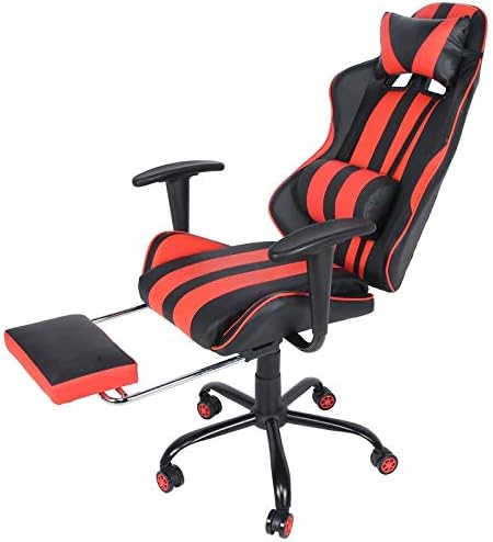 Laptop Sport Chair, PU Leather-based Reclining Backrest Gaming Chair with Footrest and Headrest Excessive-Again Swivel E-Sports activities Chair Workplace Chair 135° Angle Adjustable for Teenagers Adults (RED)