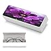 FodPand Purple Flower Glasses Cases Hard Shell Eyeglasses Case with Cleaning Cloth Magnetic Closure Leather Spectacle Cases Portable Travel Sunglasses Case Fashion Eyeglass Box