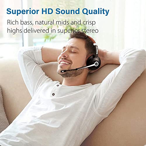 Wireless Headphones With Microphone, Hd Stereo Sound & Noise Isolating Bluetooth Headset With Mute Button, Comfortable 25Hrs Playtime Hands Free On Ear Headphones For Cell Phone Calls Music Work #TOP4