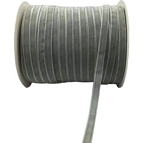 Image of 10 Yards Velvet Ribbon Spool (Gray, 3 /8 inch)