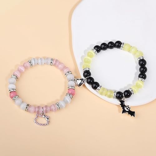 Image of Spiderman Kitty Magnetic Friendship Bracelets, Couple's Bracelets, Valentine's Day Gifts for BFF, BF, GF, Women, Men, Girls, Kids