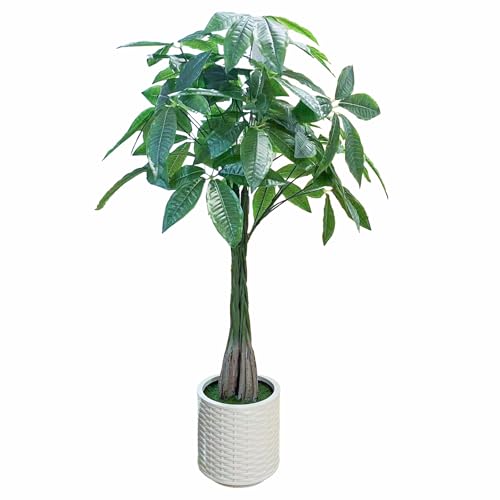 WillingYou フェイクグリーン 大型 人工観葉植物 パキラ 観葉樹 【開運・多幸の木】高さ105cm 太い幹 茂った葉 室内 オフィス 鉢植え インテリア