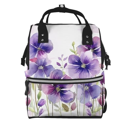Sac à dos à langer grande capacité avec poches isolantes et motif floral