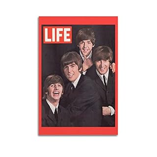 Poster décoratif sur toile pour chambre à coucher Motif The Beatles 50 x 75 cm - Les Beatles, Paul McCartney, John Lennon, RIngo Starr, George Harrison