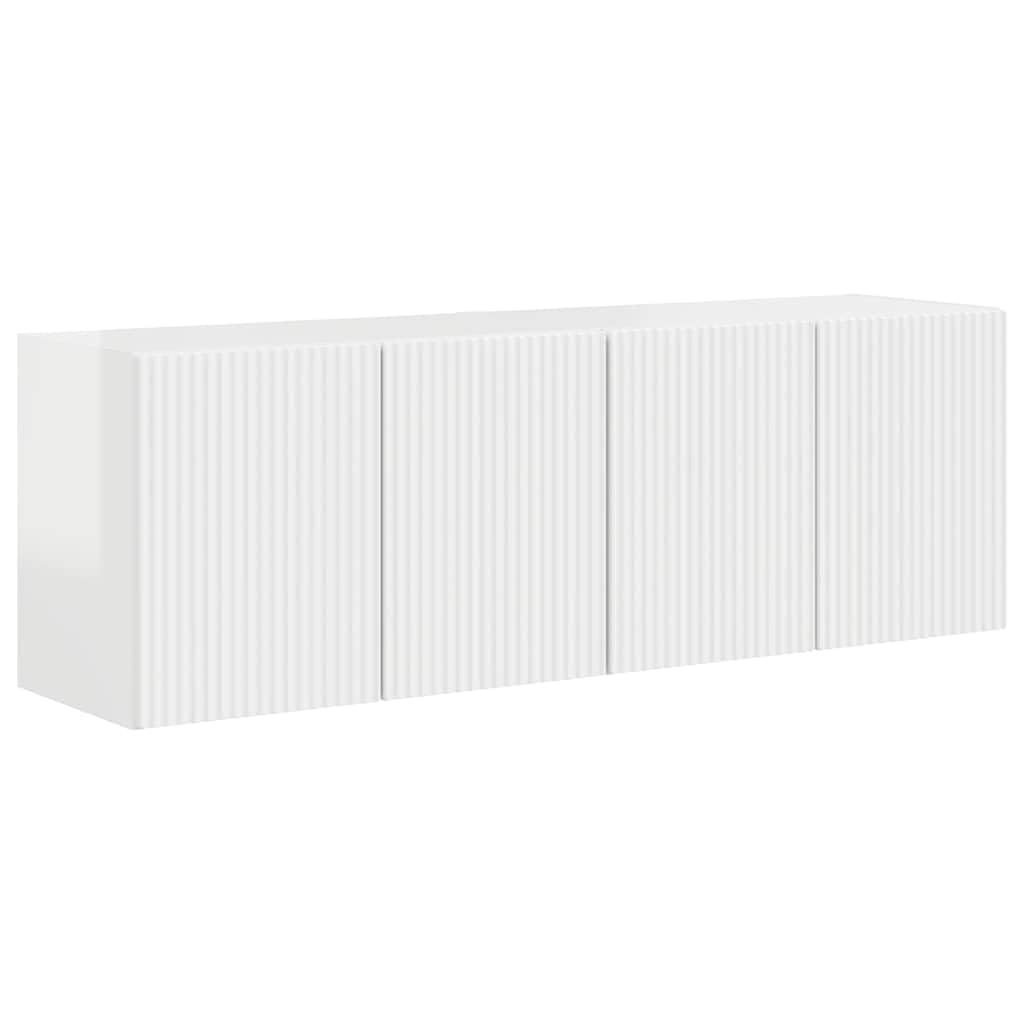 TV-Wandschrank 2er-Set Hochglanz Weiß, 59,5x31x40 cm, Holzwerkstoff, schwebend, für Wohnzimmer, modernes Design, Media Center