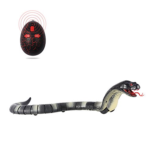 Greatstar Remote Control Snake Toy for Kids 17.5 Inch RC Rechargeable Realistic Cobra Snake King Naja Pranks Toy for Christmas Hallowene Gift (Black)
