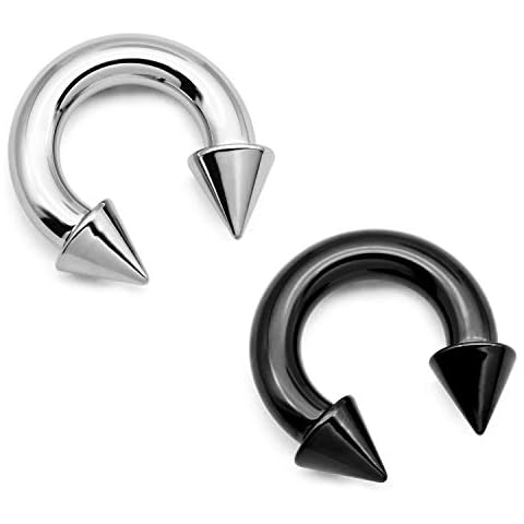 Mayhoop 10G 2pcs Internally Threaded Spike Circular Barbells Horseshoe Stainless Steel Body Piercing Jewelry 12mm Cover