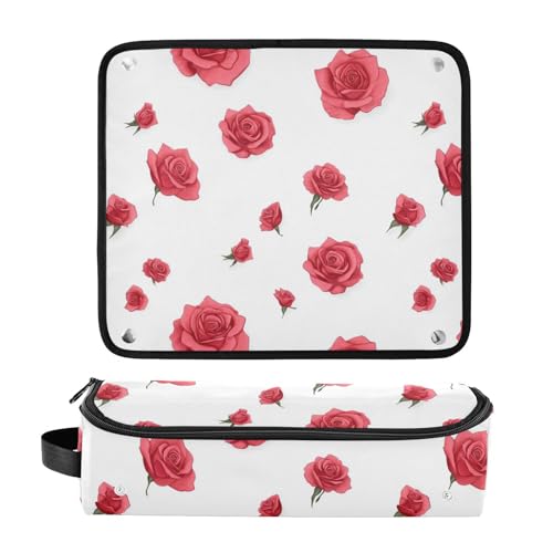 Bolsa de viaje para herramientas de cabello rosa con diseño floral para mujeres con tapete resistente al calor removible y gran capacidad miniatura 3