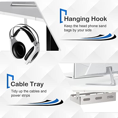 Image of COSTWAY Electric Sit Stand Desk Frame, Dual-Motor Height-Adjustable Standing Desk Base w / 3 Memory Positions & Touch Control Panel, Home Office Computer Desk Frame w /Hook & Cable Tray (White)