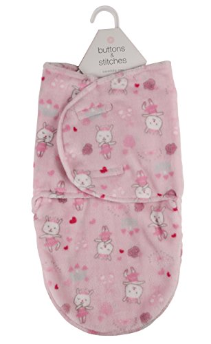 Buttons and Stitches Infant Saddle Sack Flannel Fleece with Puppies Imprint, Pink
