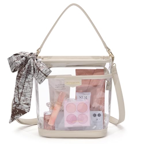 Image of Missnine Clear Bag for Stadium Approved, Clear Crossbody Bucket Bag Transparent PVC Purse for Women, Concert Stadium Events
