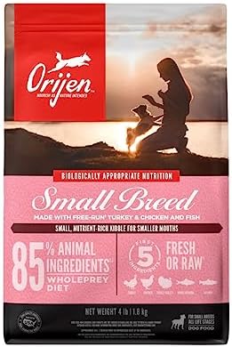 ORIJEN Dog Small Breed Recipe, 4lb, High-Protein Grain-Free Dry Dog Food, Packaging May Vary
