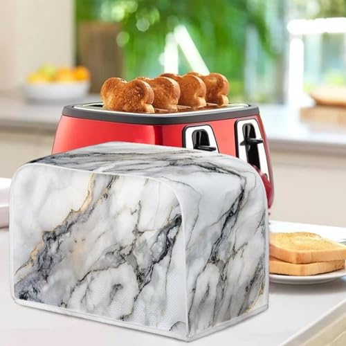Image of 4 Slice Toaster Dust Cover Bread Toaster Oven Dustproof Cover Kitchen Bakeware Protector Dustproof Fingerprint Protection Gift for Women (12.4 x 10.6 x 8.2), Grey White Marble